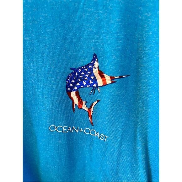 Ocean & Coast t-shirt large New Swordfish Stars Stripes turquoise heather - Picture 6 of 9